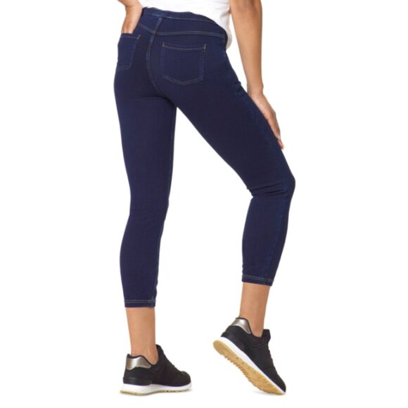 NWT Hue Women's Mid-Rise Pull-on Denim Capri Leggings - Dark Wash - Picture 2 of 2